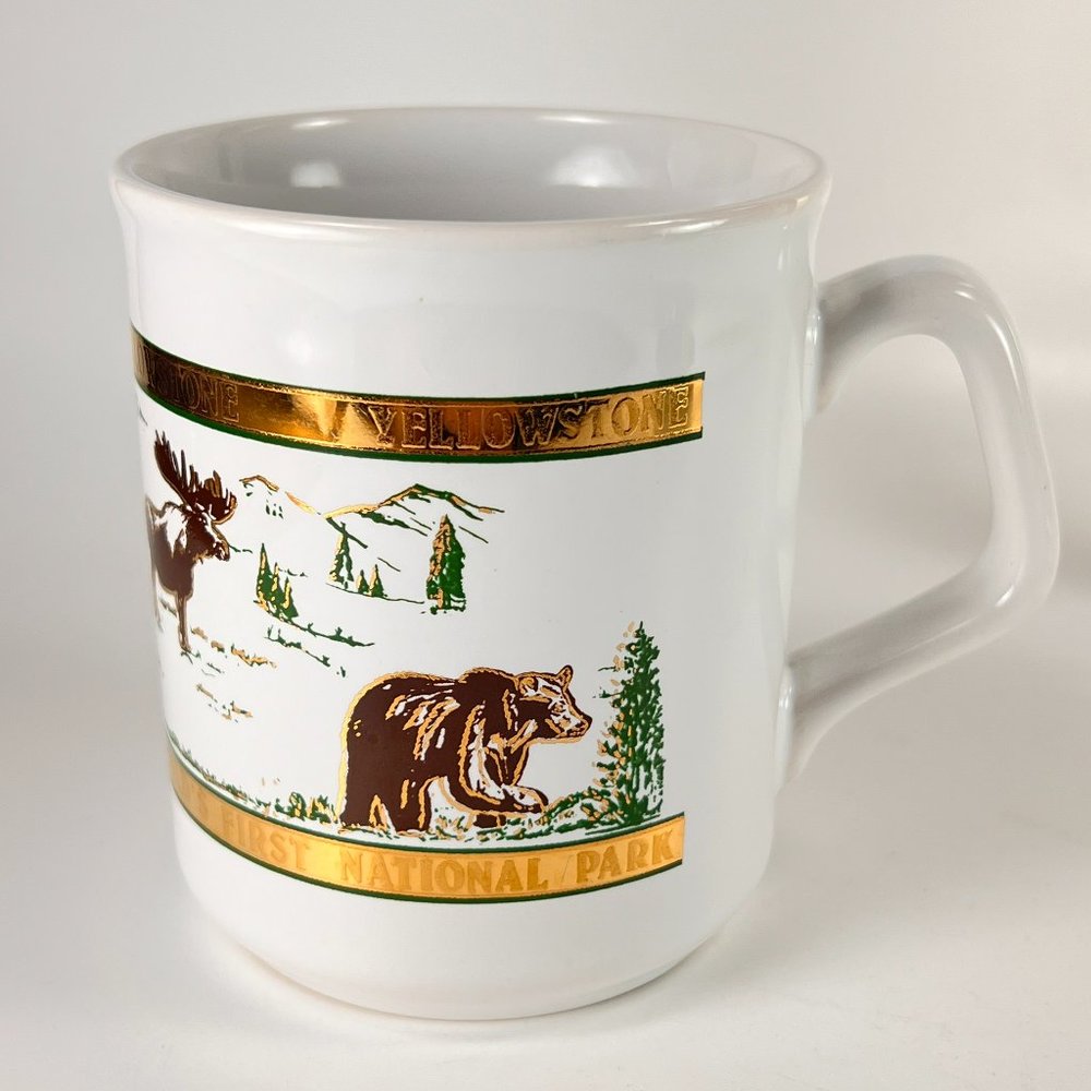 Vtg Yellowstone World's First National Park Ceramic Coffee Cup Mug Tams England